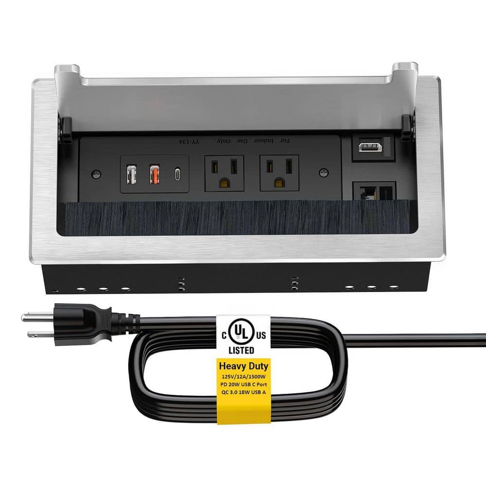 Heavy Duty Metal Table Top Box, Outlet Multimedia Connectivity Box with 1-HDMI, 1-RJ45,20W-USB C, 2 USB-A, 2-AC Outlet price history on PriceWatchPro