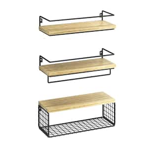 5.91 in. W x 7.48 in. H x 16.73 in. D Wood Rectangular Bathroom Shelf Wall Mount Floating Storage for Bathroom Natural