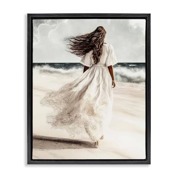 Stupell Industries Beach Stroll Sea Spray by Incado Black Floater Frame People Graphic Art Print 31 in. x 25 in.