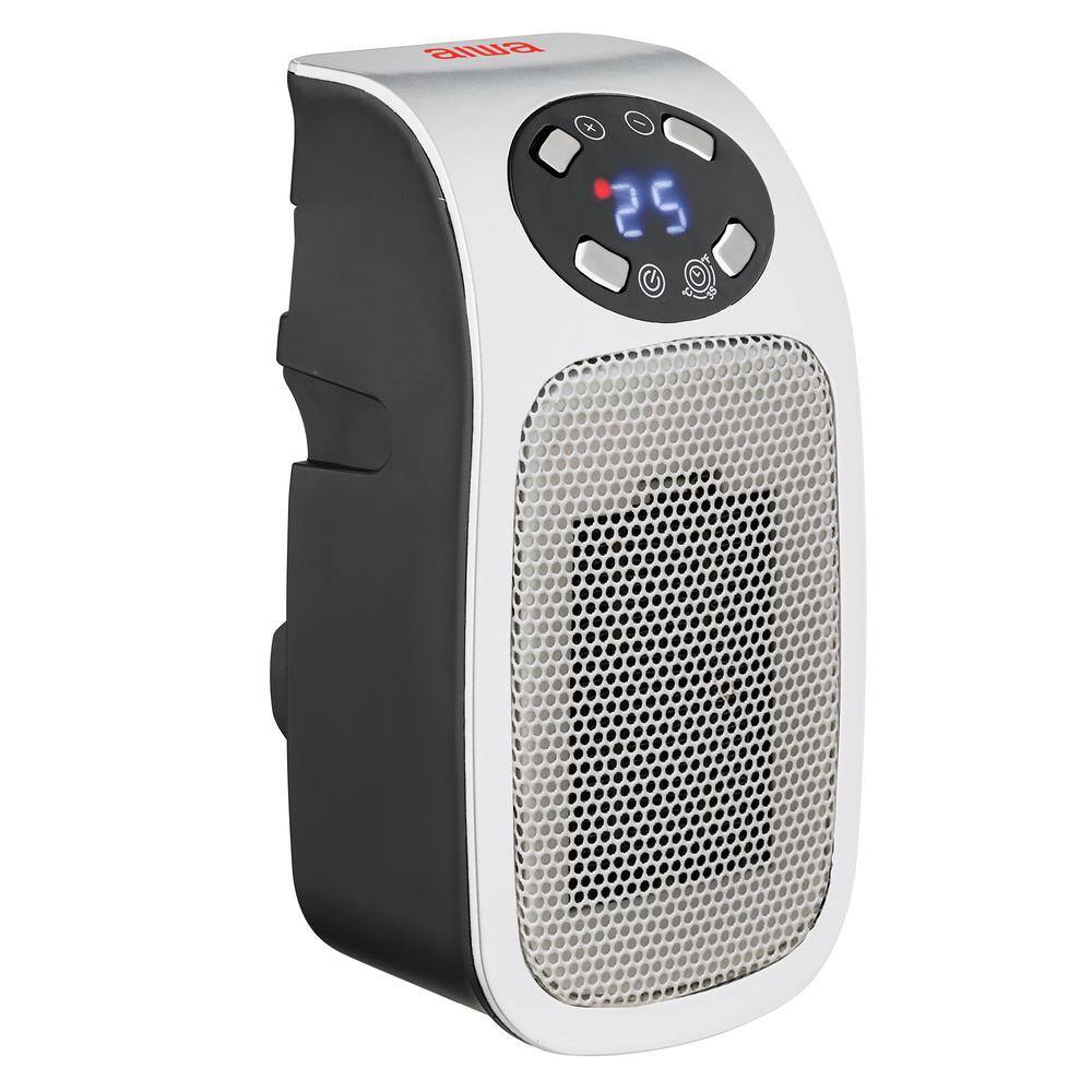 Compact White Plug-in Electric Space Heater with LCD Screen and Timer