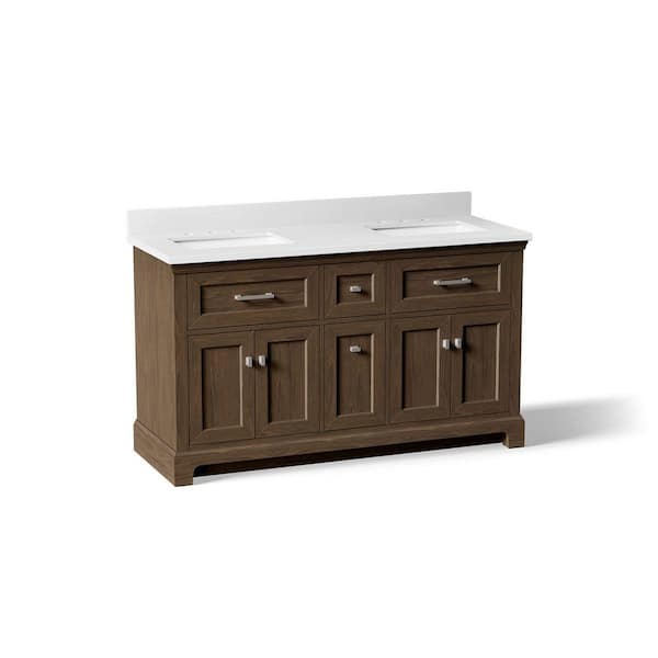 Charlemont 60.98 in. Draper Oak Bath Vanity with Quartz Top