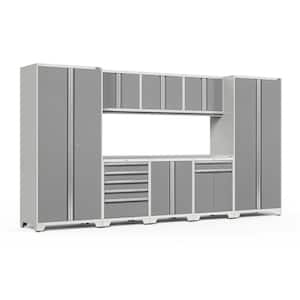 Pro Series 9-Piece 18-Gauge Stainless Steel Garage Storage System in Platinum Silver (156 in. W x 85 in. H x 24 in. D)