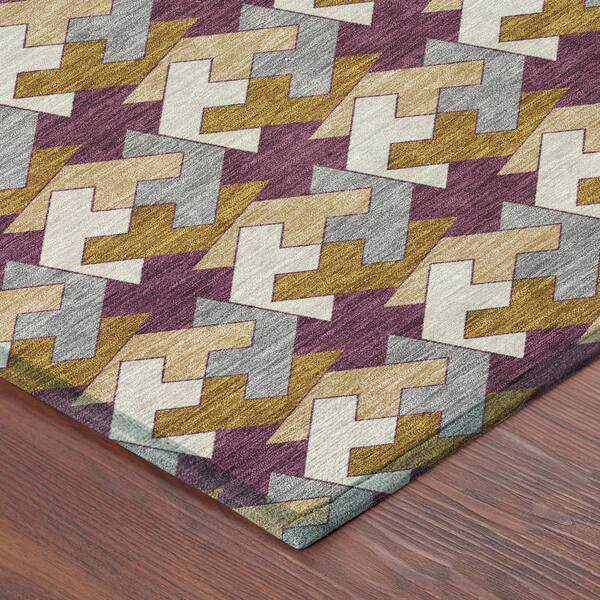 Chantille Machine Washable Indoor/Outdoor Abstract ACN2851 Eggplant 5 ft. x 7 ft. 6 in. Area Rug
