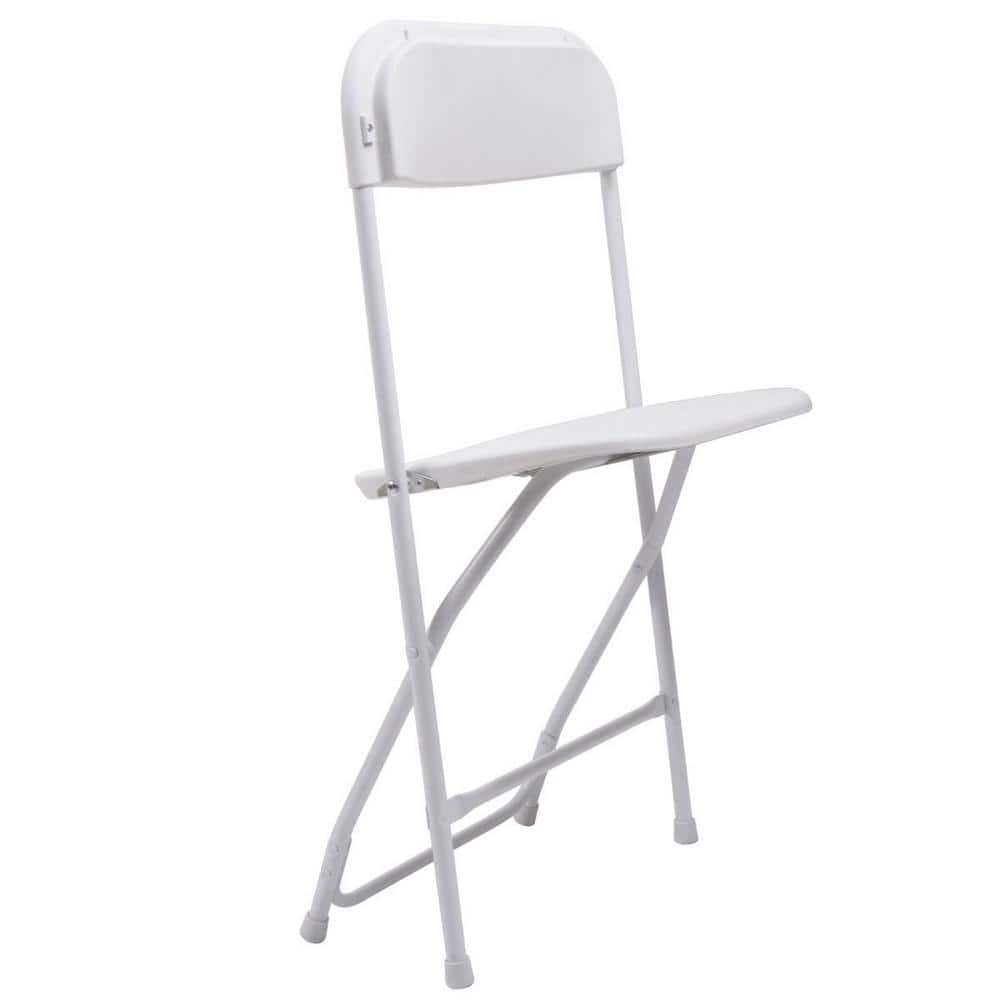 Angel Sar White LightWeight Metal Frame Plastic Seat Folding Double