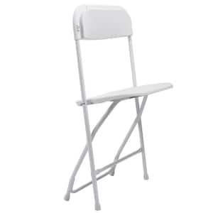 White Light-Weight Metal Frame Plastic Seat Folding Double Braced Lawn Chair Set of 5