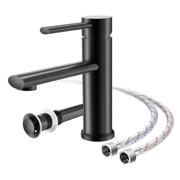 Phiestina Matte Black Bathroom Faucet 1 Hole, Single Hole Single Handle Vanity Faucet