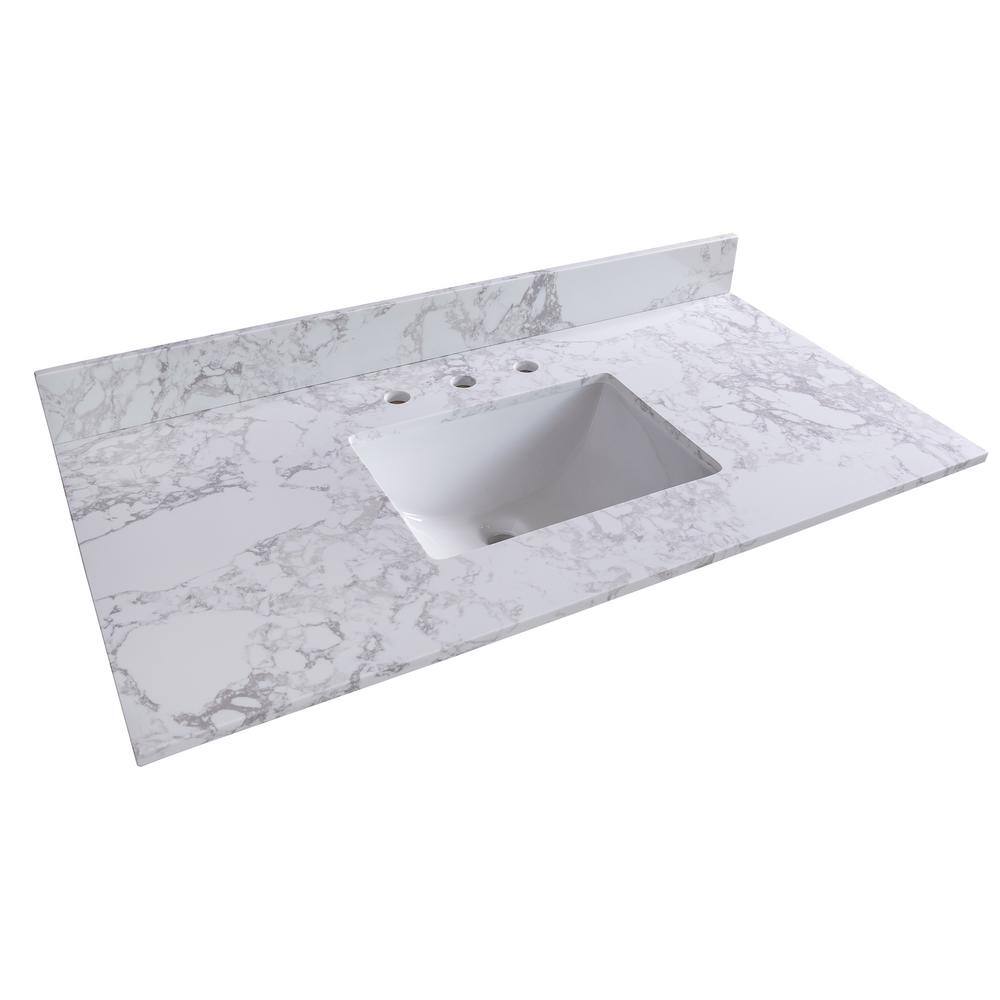 43 in. W x 22 in. D Engineered Stone Composite Carrara White Rectangular Single Sink Vanity Top price history on PriceWatchPro