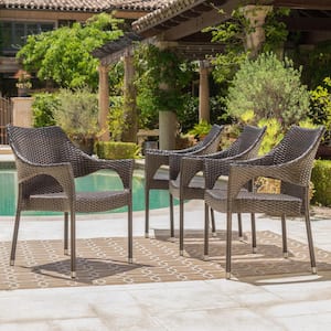 Mirage Stacking Mix Mocha Faux Rattan Outdoor Patio Dining Chairs (4-Pack)