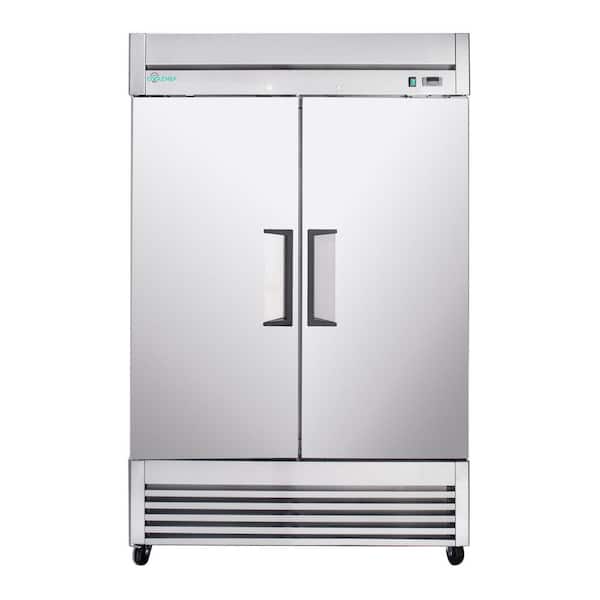 54 in. 49 cu. ft. Commercial Reach-In Upright Refrigerator in Stainless Steel with 2-Solid Door Auto Defrost