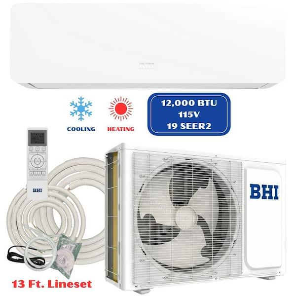 12,000 BTU 115-Volt, 19 SEER2, 600 sq. ft. Ductless Mini Split Air Conditioner with Heat Pump, 13 ft. lineset