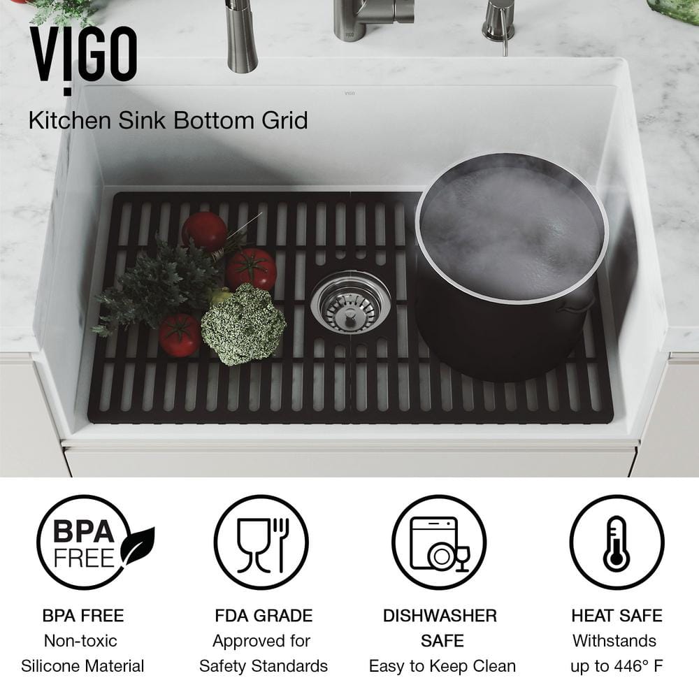 Matte Black Silicone Kitchen Sink Bottom Grid 23.75 x 14.875