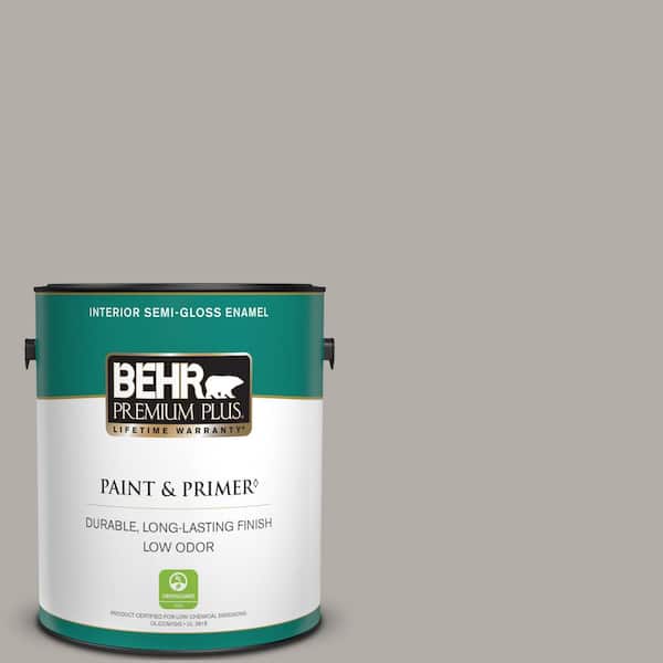 BEHR PREMIUM PLUS 1 gal. #T17-09 Laid Back Gray Semi-Gloss Enamel Low Odor Interior Paint & Primer