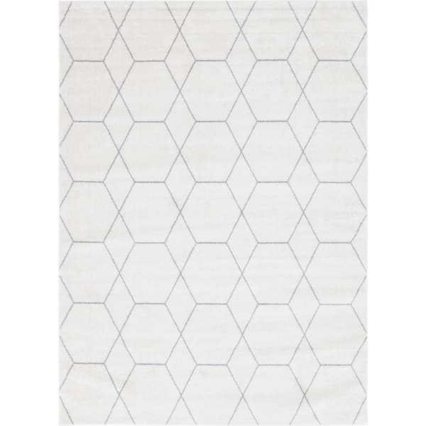 StyleWell Trellis Frieze Ivory/Gray 8 ft. x 11 ft. Geometric Area Rug