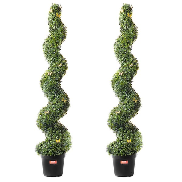 VEVOR Artificial Boxwood Topiary Tree, 60 in. Tall (2-Pieces), Spiral Faux Topiary Trees, Faux Plant, UV Rated Greenery Set