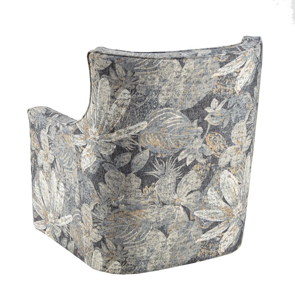 Alana Blue Floral Upholstered Swivel Glider Chair