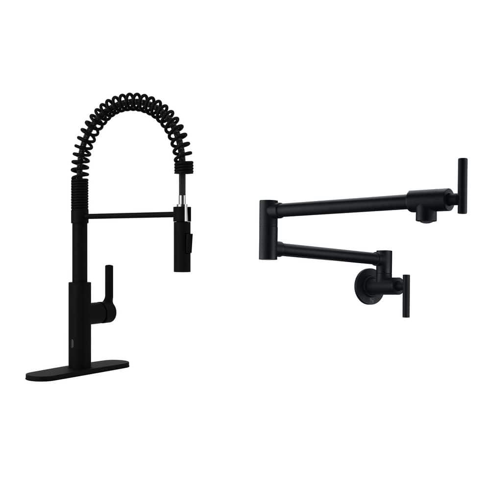 ANZZI Ola Series Matte Black 22 in. H Touchless Pull Down Sprayer