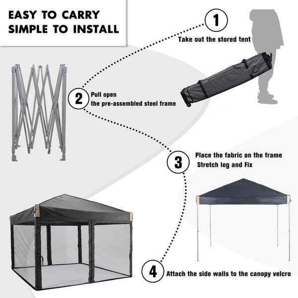 Aoodor 12 ft. x 12 ft. Pop Up Canopy Tent with Removable