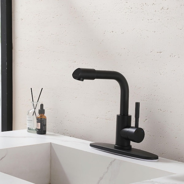 Single Handle Single Hole Bathroom Faucet in Matte black