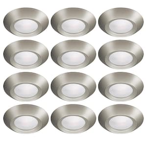 Disk Light Kit 5 in./6 in. 3000K Integrated LED Recessed Light Trim with Brushed Nickel Trim Cover (12-Pack)