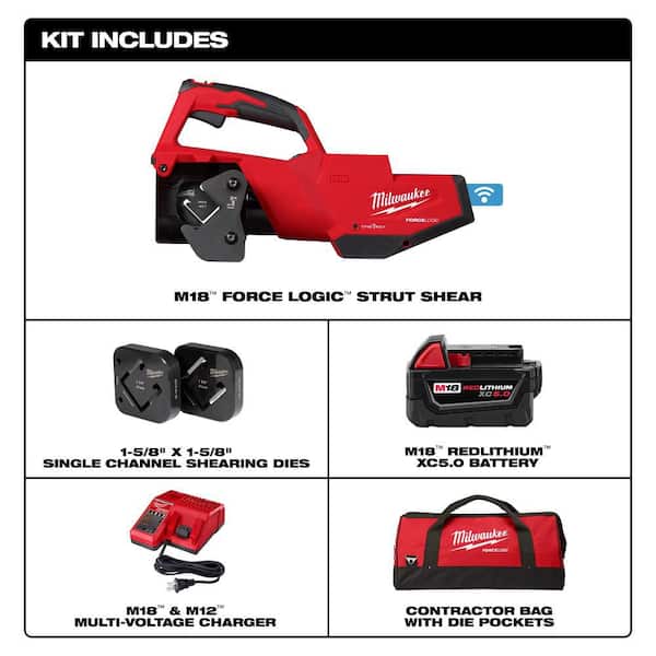 M18 18V Lithium-Ion Brushless Cordless FORCE LOGIC Single Channel Strut Shear Kit