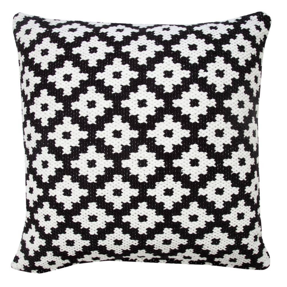 Modern Black / White 20 in. x 20 in. Swiss Sun Woven Geometric Indoor Throw