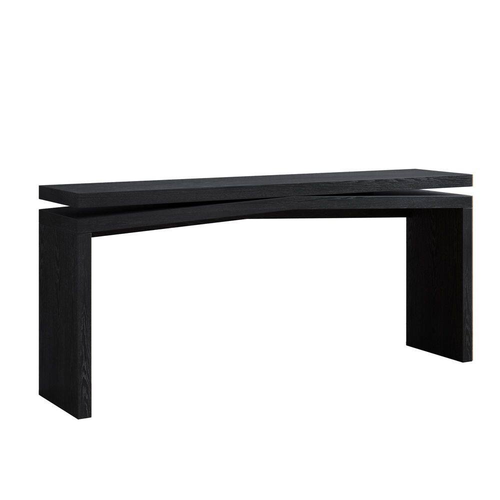 Galahad Farmhouse 64.96 in. Black Rectangle Solid Wood Veneer Console Table