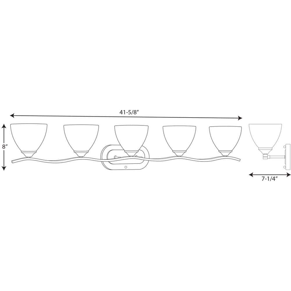 Laird Brushed Nickel 5-Light Bath Vanity with Glass Shades