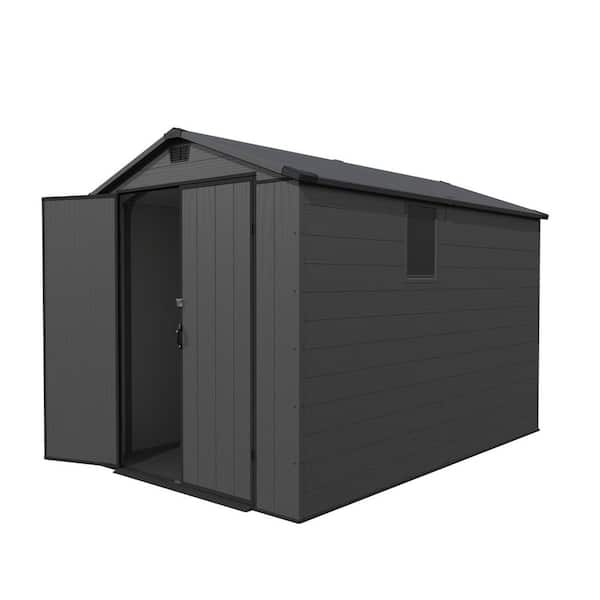 6 ft. W x 10 ft. D Outdoor Plastic Shed with Floor and Windows, Gray(60 sq. ft. )