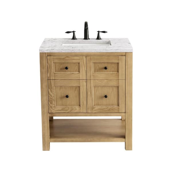 James Martin Vanities Breckenridge 30.0 in. W x 23.5 in. D x 34.2 in. H Bathroom Vanity in Light Natural Oak with Eternal Jasmine Pearl Top