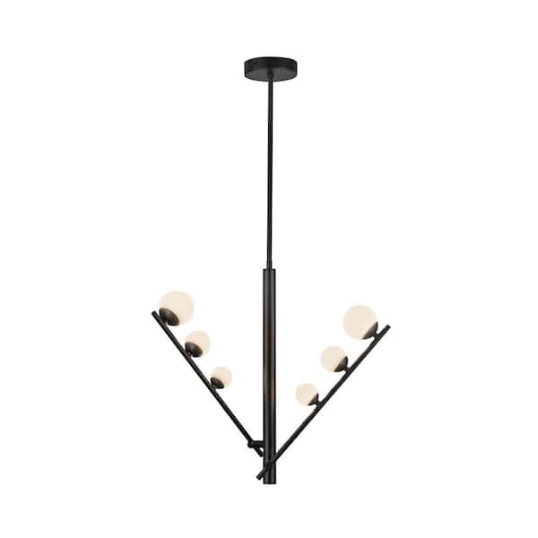 KUZCO Juniper 2 Head 1 Light Black/Opal Glass Integrated LED Pendant Light