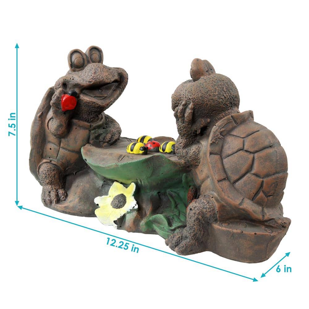 Sunnydaze 7.5-Inch Brown Concrete Turtle Tic Tac Toe Garden Statue