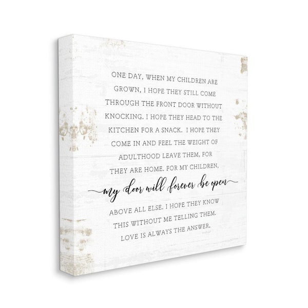 Stupell Industries "When My Children Are Grown Text Homely Design" by Jennifer Pugh Unframed Country Canvas Wall Art Print 24 in. x 24 in.
