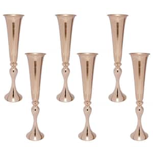 22.2 in. Tall Metal Flower Holder Wedding Decoration Trumpet Vase in Gold (6-Pieces)