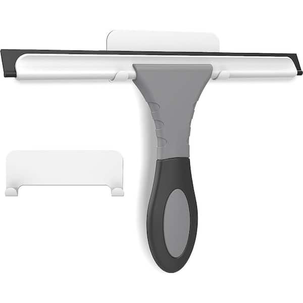 All-Purpose Silicone Shower Squeegee, Portable Cleaner Tools, Includes One Hook and One Adhesive, 10 Inches (Gray)