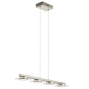 Elan Azenda 75-Watt Integrated LED Brushed Nickel Contemporary Dining Room Linear Hanging Light Pendant