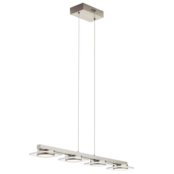 KICHLER Elan Azenda Integrated LED Brushed Nickel Contemporary Kitchen Island Linear Pendant Hanging Light