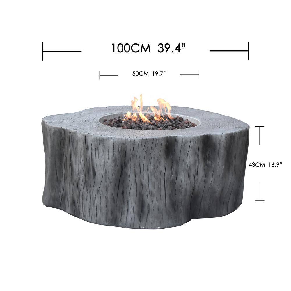 Gray Free-Standing Gas Fire Pit Table with Lava Rocks