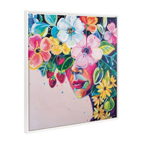 Kate and Laurel Sylvie She Was Thoughtful and Kind 1-Piece White Framed Canvas Art Print, 30.00 in. x 30.00 in.