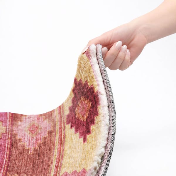 Dream Shag Premium Machine Washable Abstract ADS176 Pink 5 ft. x 7 ft. 6 in. Area Rug