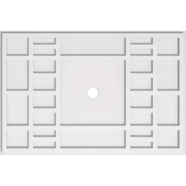 Ekena Millwork 34 in. W x 22-5/8 in. H x 2 in. ID x 1 in. P Beaux Architectural Grade PVC Contemporary Ceiling Medallion