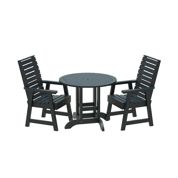 Highwood Glennville 3-Pieces Round Recycled Plastic Outdoor Dining Set