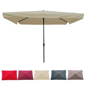 10 ft. Market Patio Umbrella Table Umbrella Outdoor Garden with Crank and Push Button Tilt Patio Umbrella in Tan
