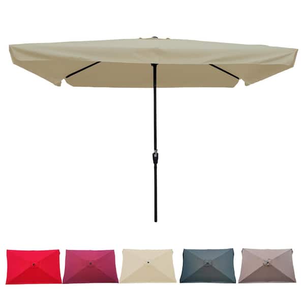 Unbranded 10 ft. Market Patio Umbrella Table Umbrella Outdoor Garden with Crank and Push Button Tilt Patio Umbrella in Tan