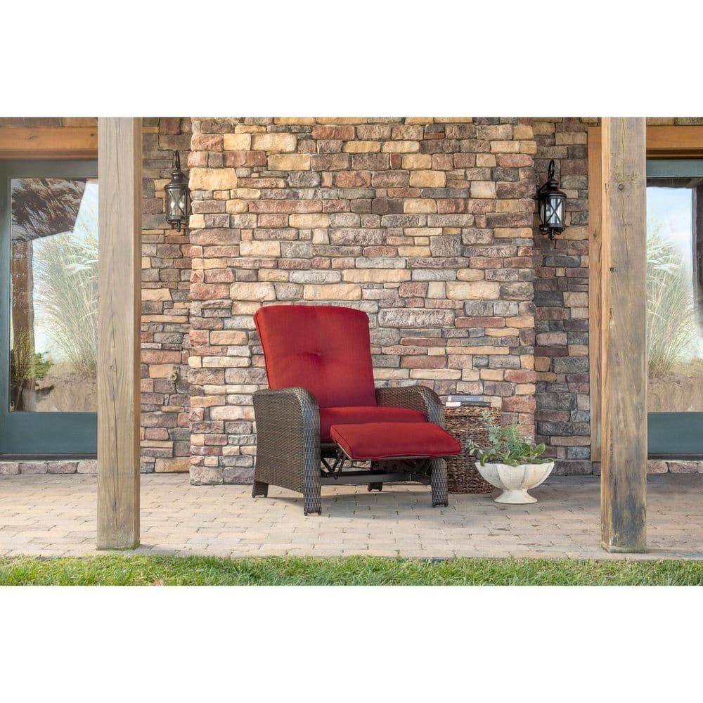 Strathmere Crimson Red Wicker and Steel Outdoor Recliner