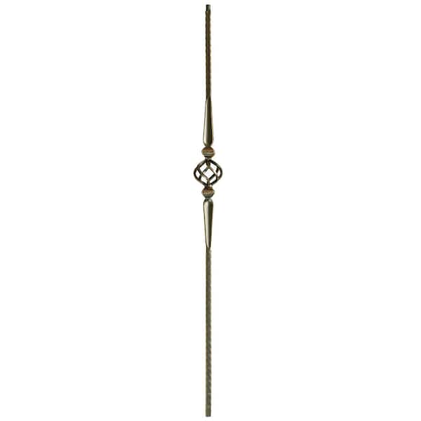 WM Coffman 44 in. x 9/16 in. Oil Rubbed Copper Gothic Spoons with Basket Hollow Iron Baluster