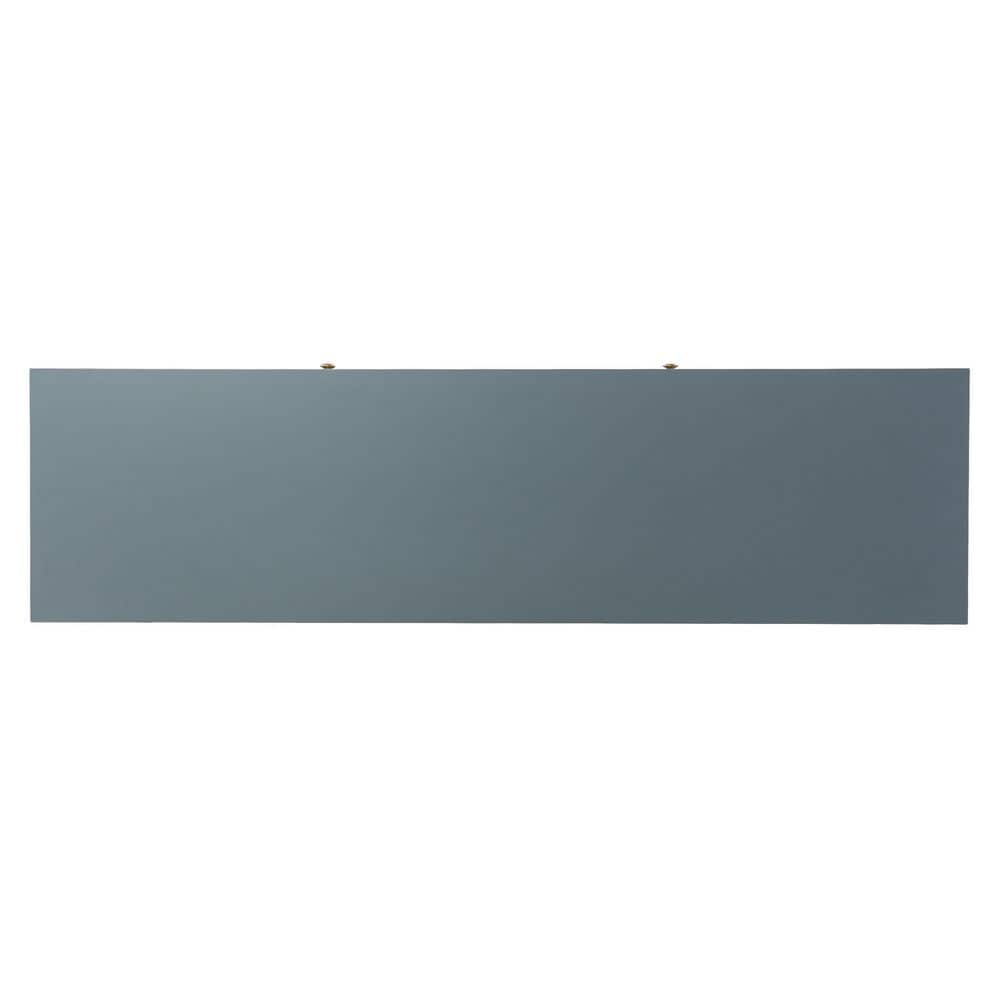 Teal Green and Gold Rattan Media Console with Adjustable Shelves