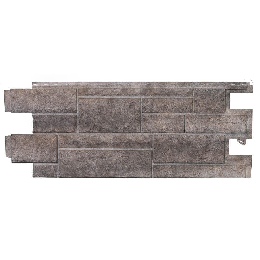 Novik Stone PHC - 48 in. x 18.5 in. Premium Hand-Cut Stone in Shadow Gray (46 sq. ft. per Box) Vinyl Siding