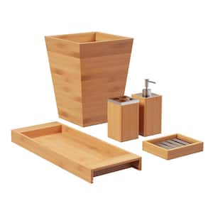 5-Piece Bamboo Bathroom and Vanity Set in Natural