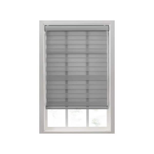 Eclipse Zebra Grey Cordless Light Filtering Polyester Roller Shades - 34 in. W x 72 in. L