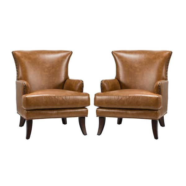 JAYDEN CREATION Bonnot Transitional Camel Faux Leather Wingback